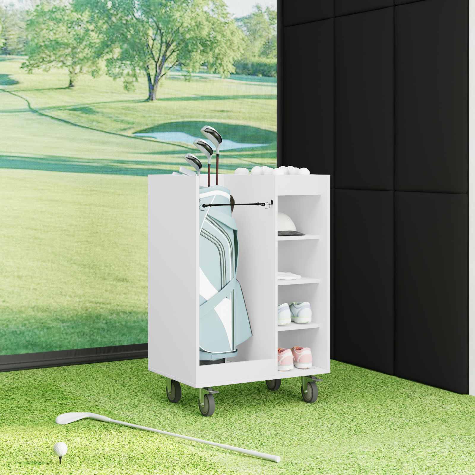 Armadio per Golf con ruota Tinta unita Bianco 65 x 45 x 98 cm