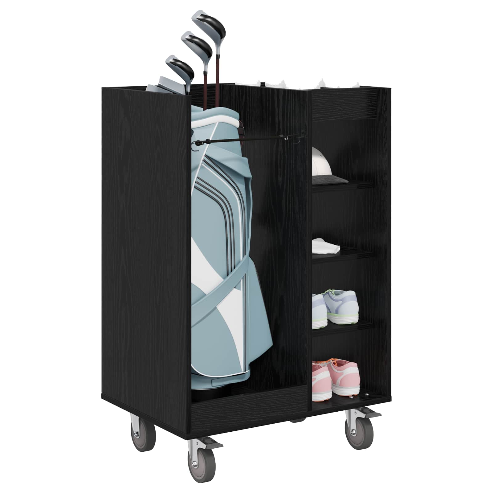 Armadio per Golf con ruota Rovere Nero 65 x 45 x 98 cm