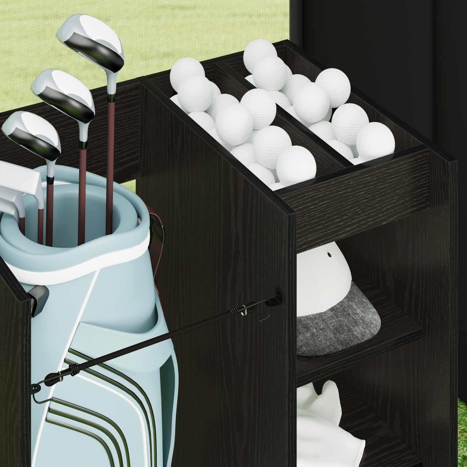Armadio per Golf con ruota Rovere Nero 65 x 45 x 98 cm