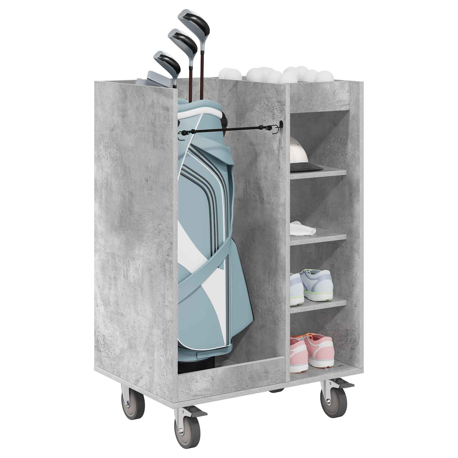 Armadio per Golf con ruota Grigio cemento 65 x 45 x 98 cm