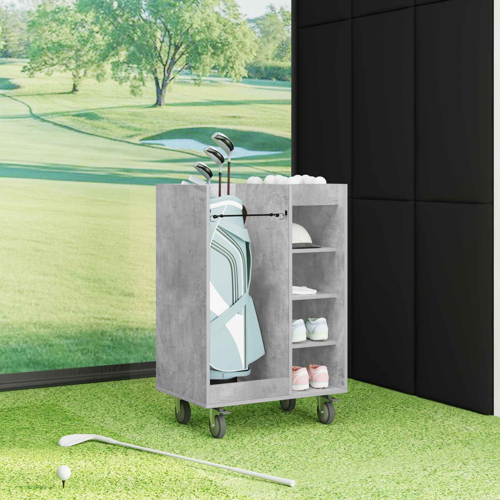 Armadio per Golf con ruota Grigio cemento 65 x 45 x 98 cm