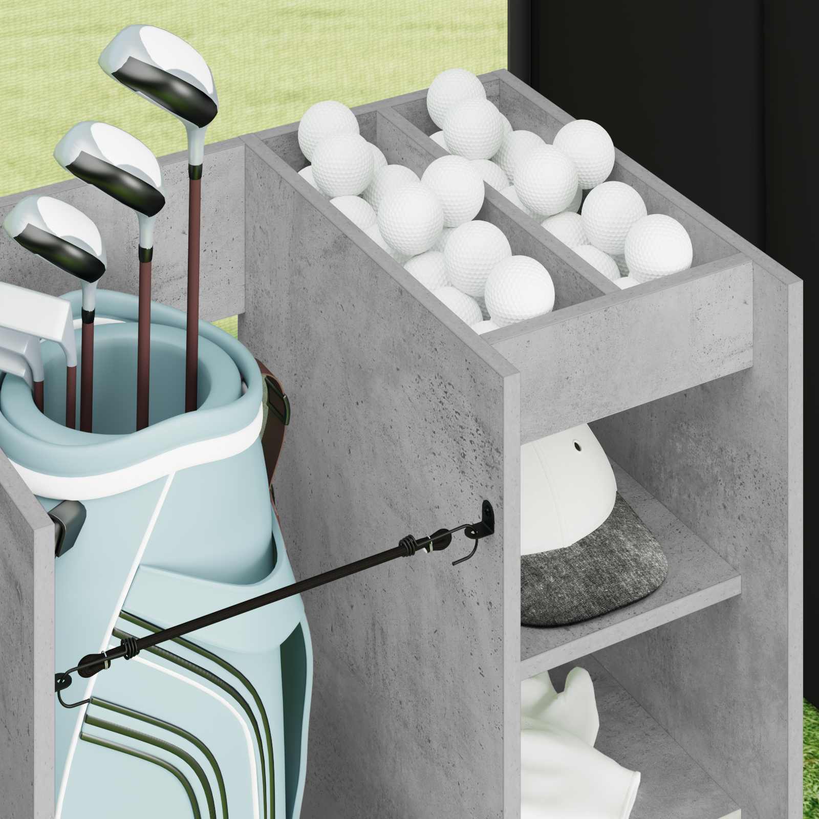 Armadio per Golf con ruota Grigio cemento 65 x 45 x 98 cm