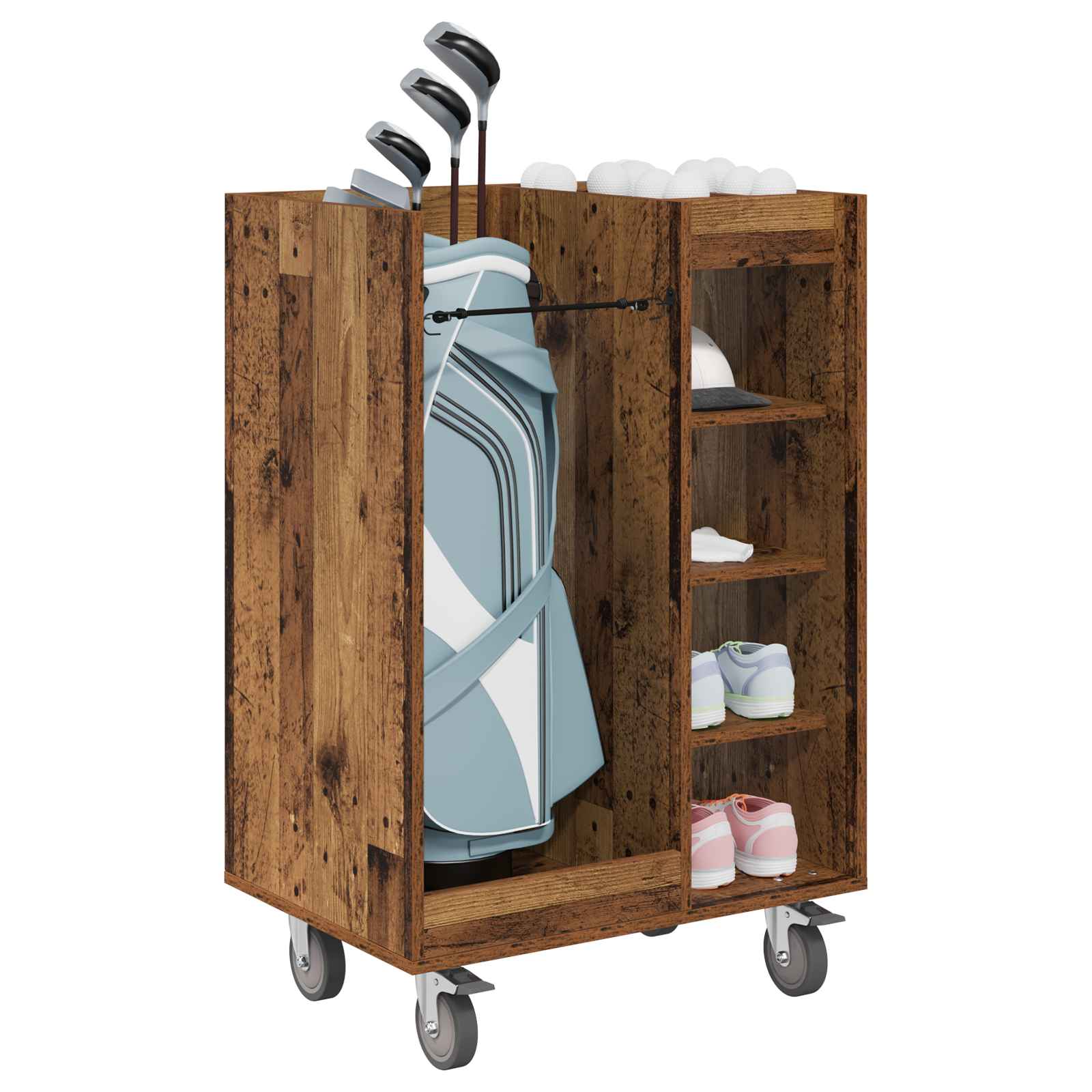 Armadio per Golf con ruota Legno vecchio 65 x 45 x 98 cm