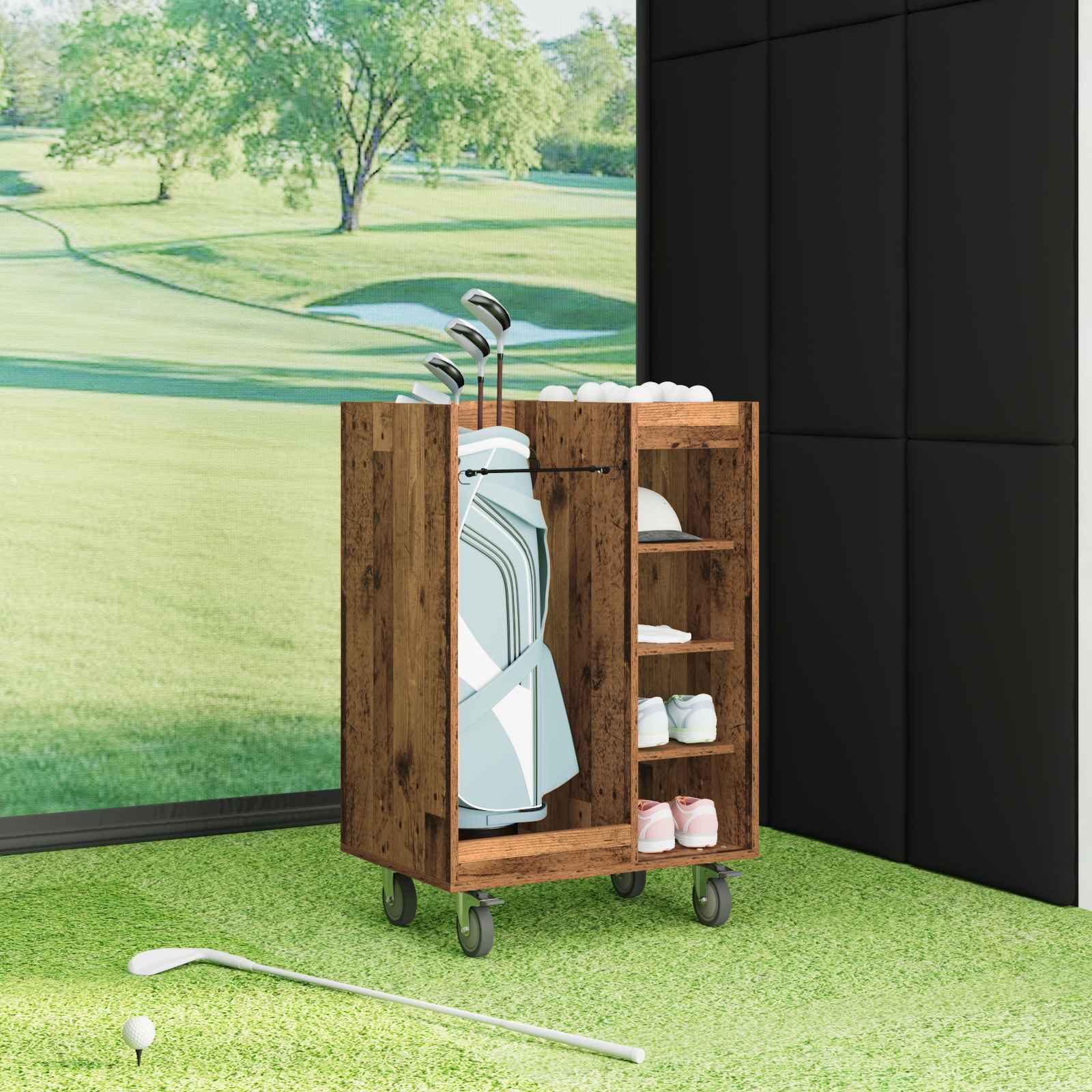 Armadio per Golf con ruota Legno vecchio 65 x 45 x 98 cm