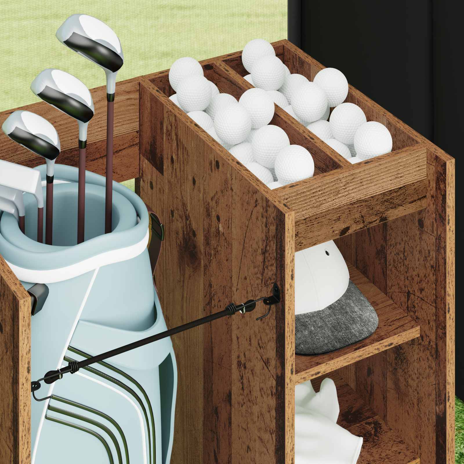 Armadio per Golf con ruota Legno vecchio 65 x 45 x 98 cm