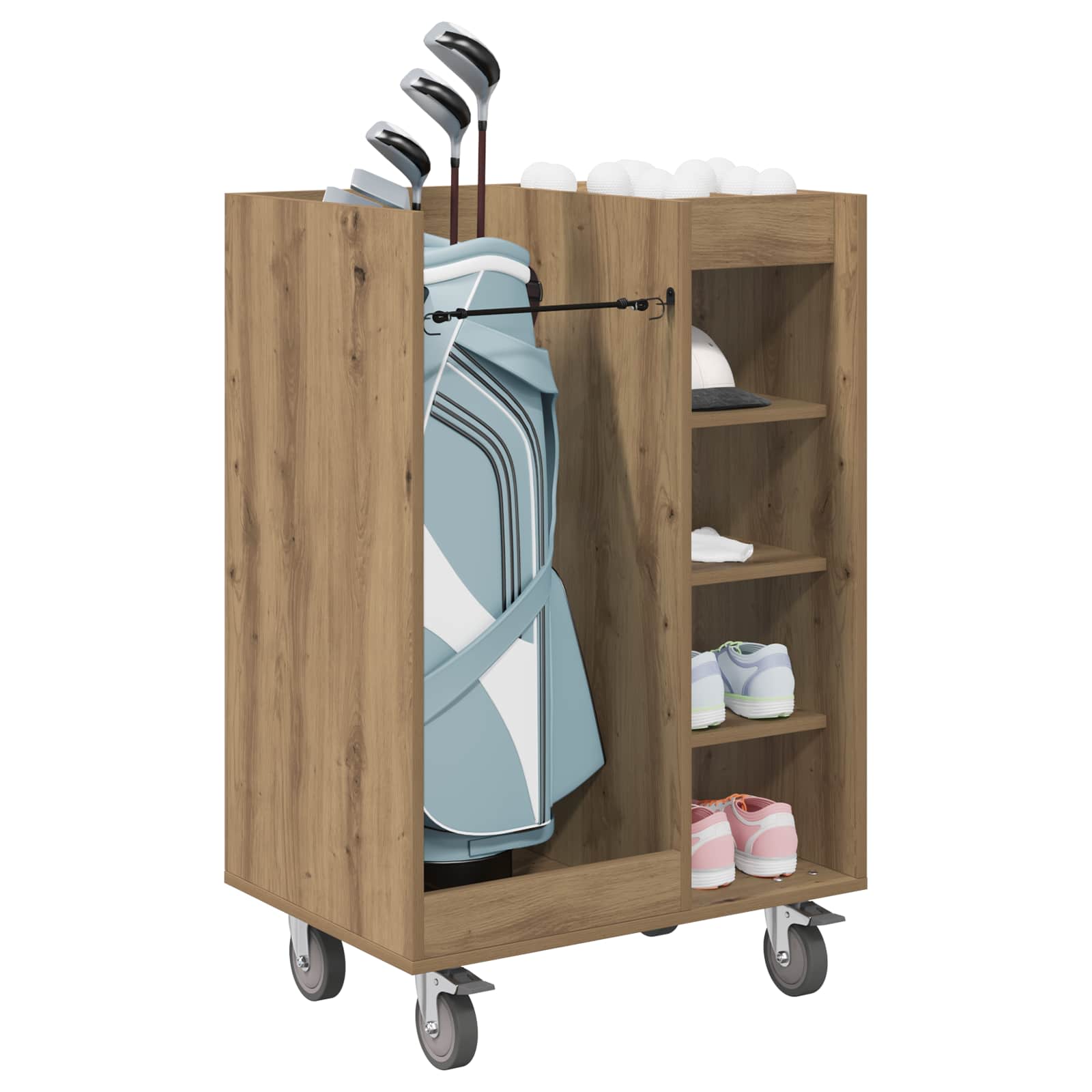 Armadio per Golf con ruota Rovere artigianale 65 x 45 x 98 cm