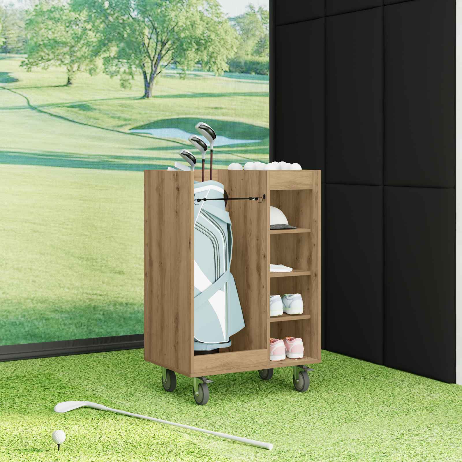 Armadio per Golf con ruota Rovere artigianale 65 x 45 x 98 cm