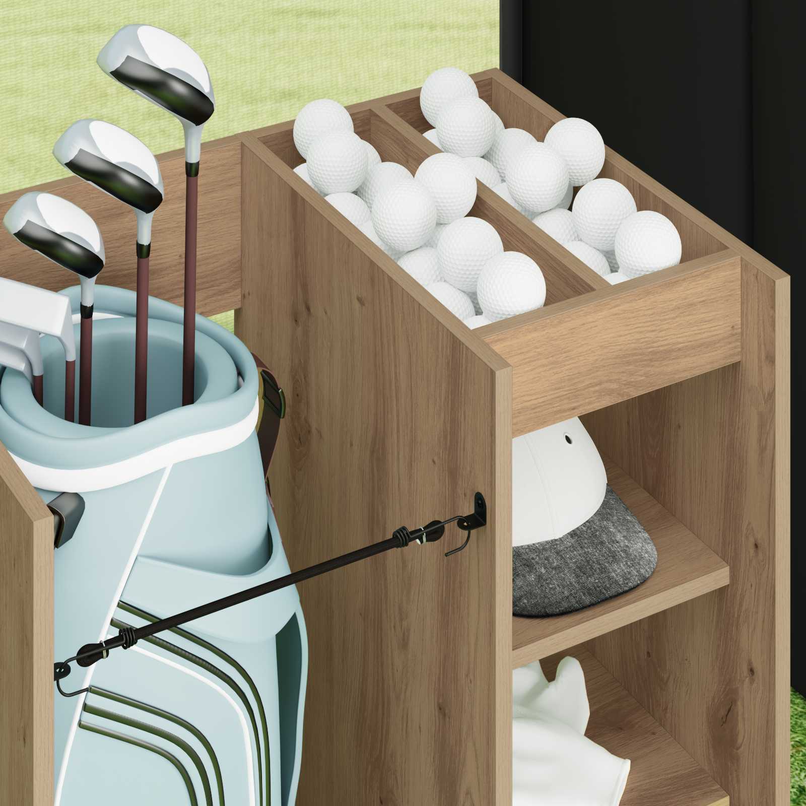Armadio per Golf con ruota Rovere artigianale 65 x 45 x 98 cm