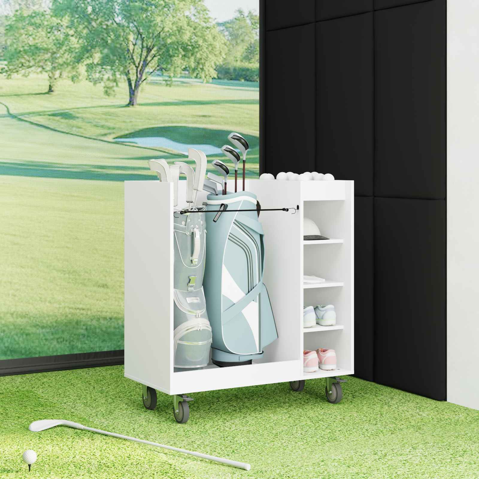 Armadio per Golf con ruota Tinta unita Bianco 90 x 45 x 98 cm