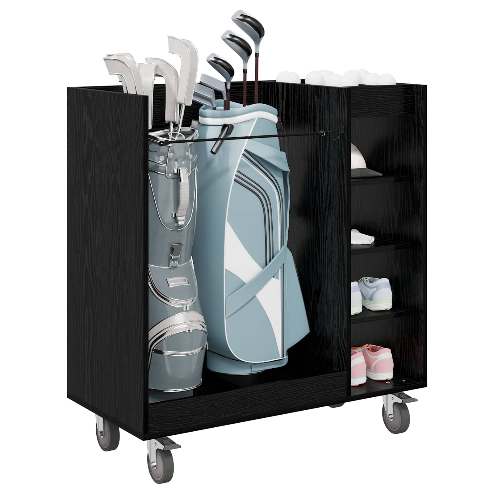 Armadio per Golf con ruota Rovere Nero 90 x 45 x 98 cm