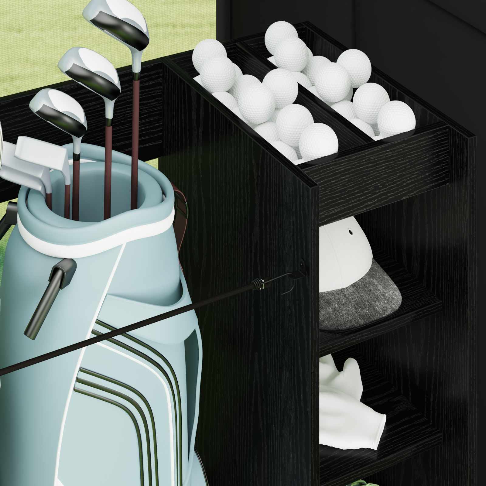 Armadio per Golf con ruota Rovere Nero 90 x 45 x 98 cm