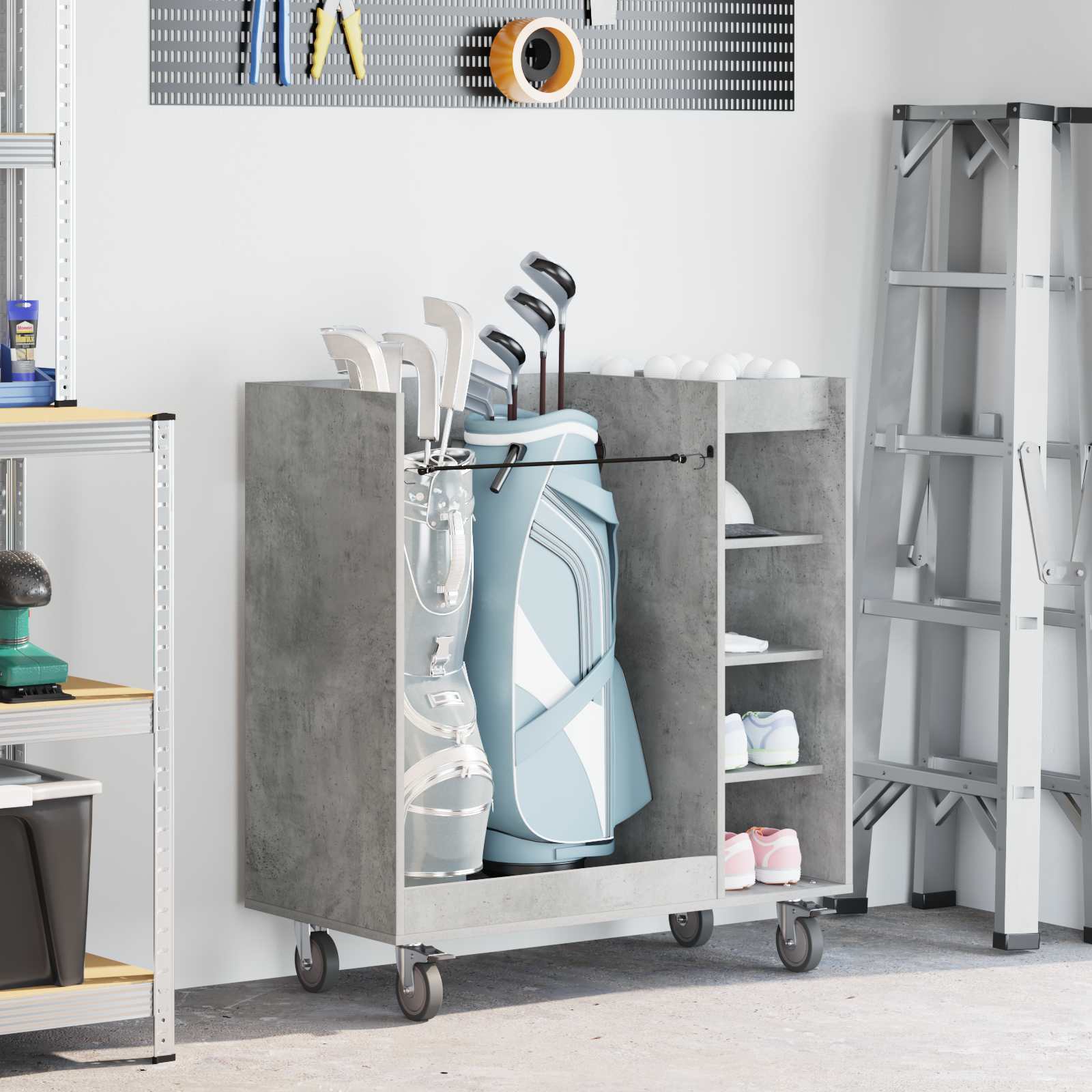 Armadio per Golf con ruota Grigio Cemento 90 x 45 x 98 cm