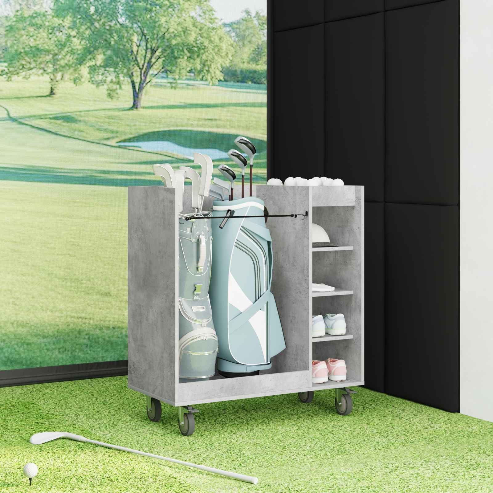Armadio per Golf con ruota Grigio Cemento 90 x 45 x 98 cm