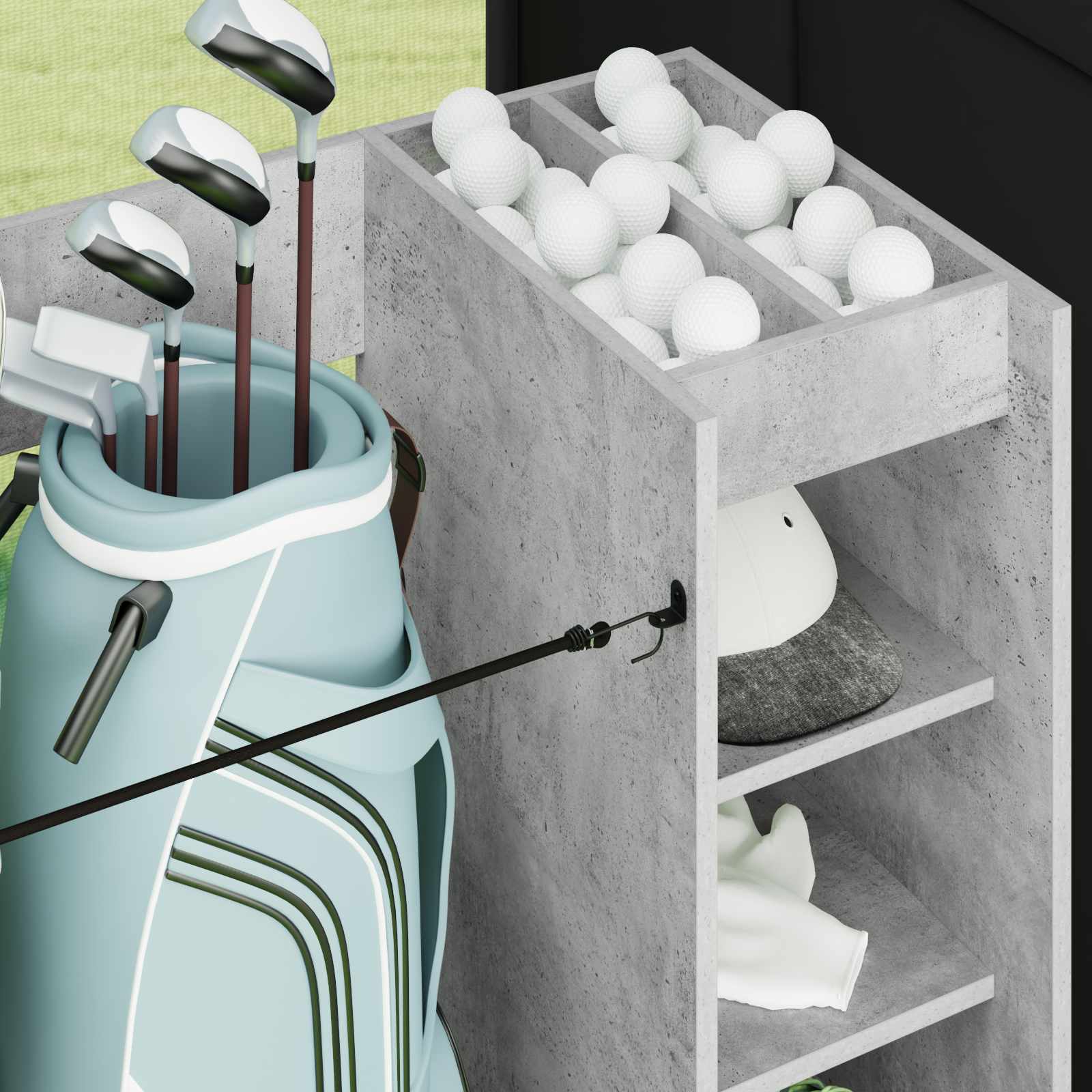 Armadio per Golf con ruota Grigio Cemento 90 x 45 x 98 cm