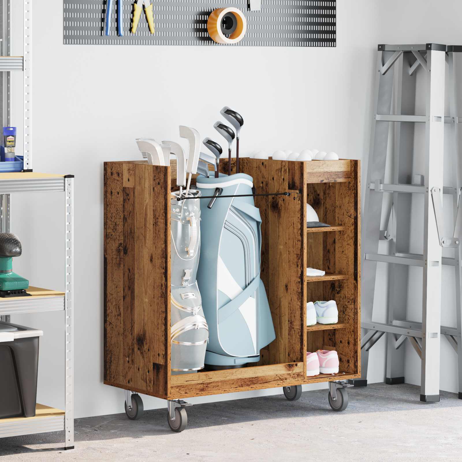 Armadio per Golf con ruota Legno vecchio 90 x 45 x 98 cm