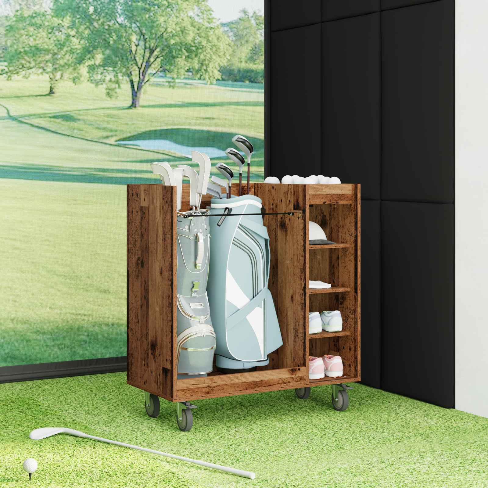 Armadio per Golf con ruota Legno vecchio 90 x 45 x 98 cm
