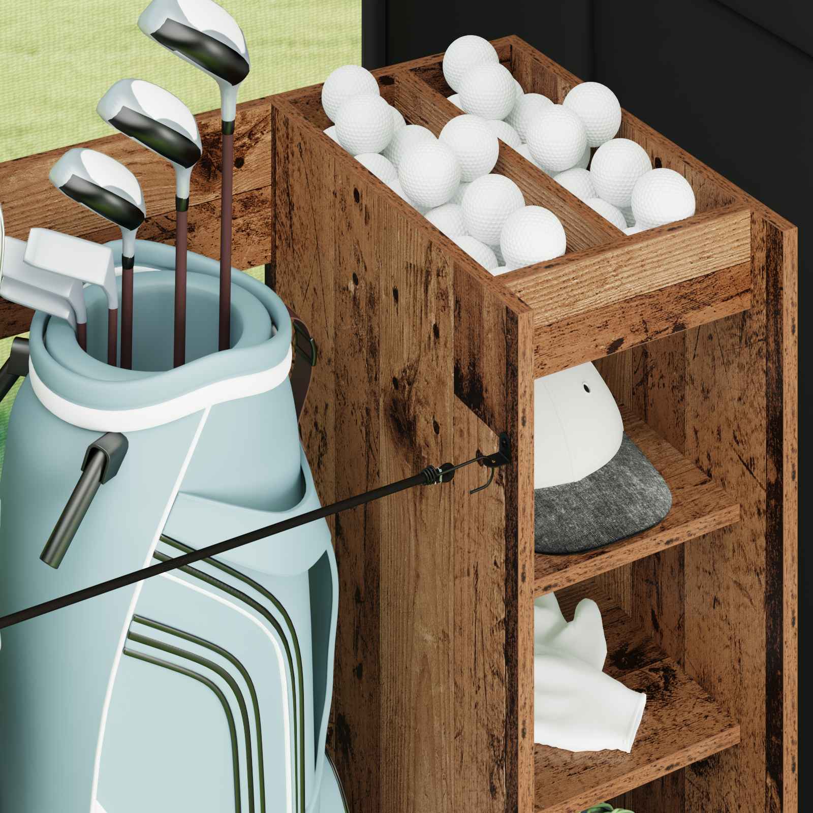 Armadio per Golf con ruota Legno vecchio 90 x 45 x 98 cm