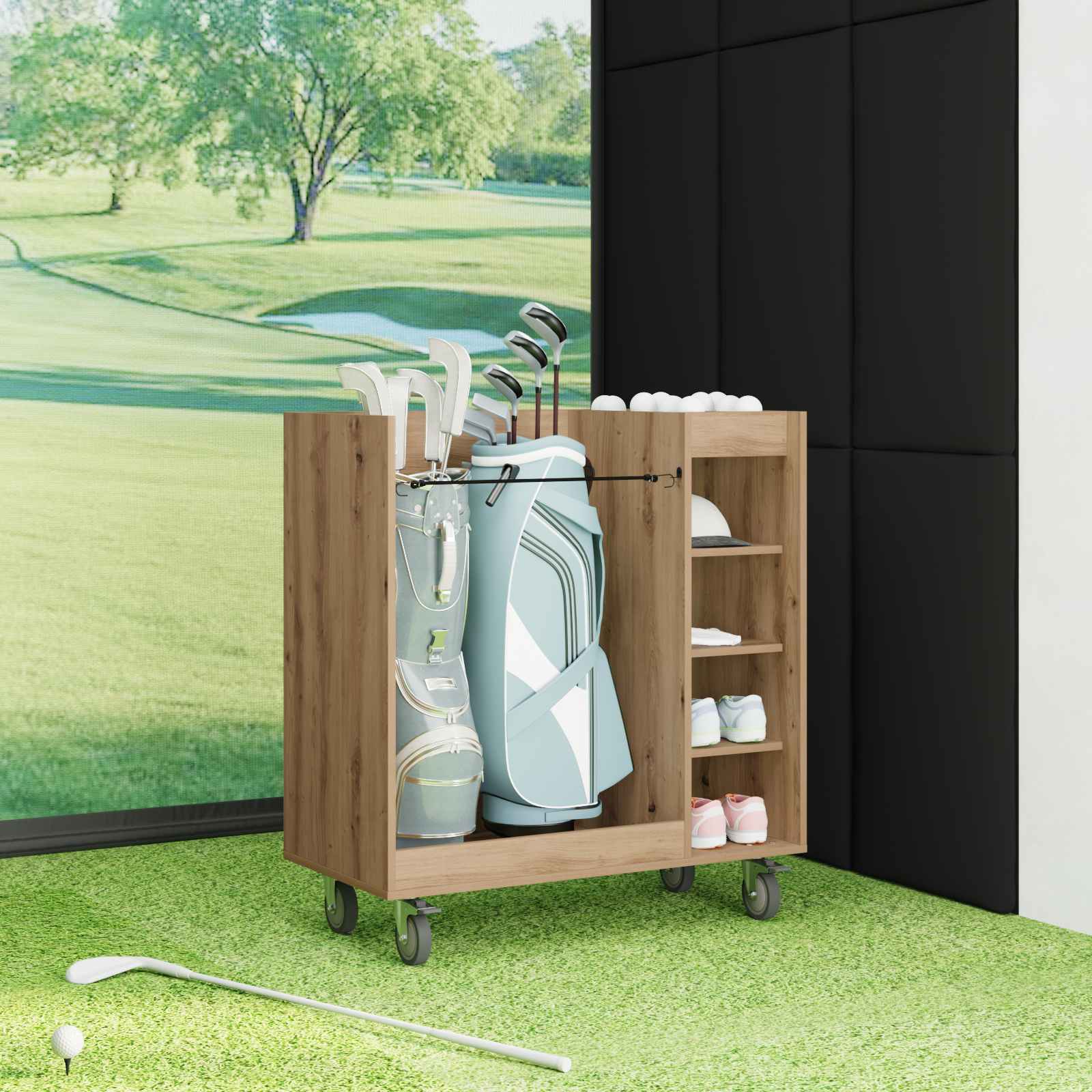 Armadio per Golf con ruota Rovere artigianale 90 x 45 x 98 cm
