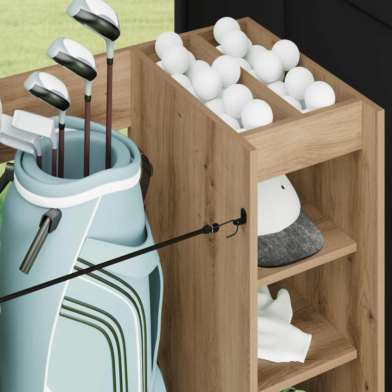 Armadio per Golf con ruota Rovere artigianale 90 x 45 x 98 cm