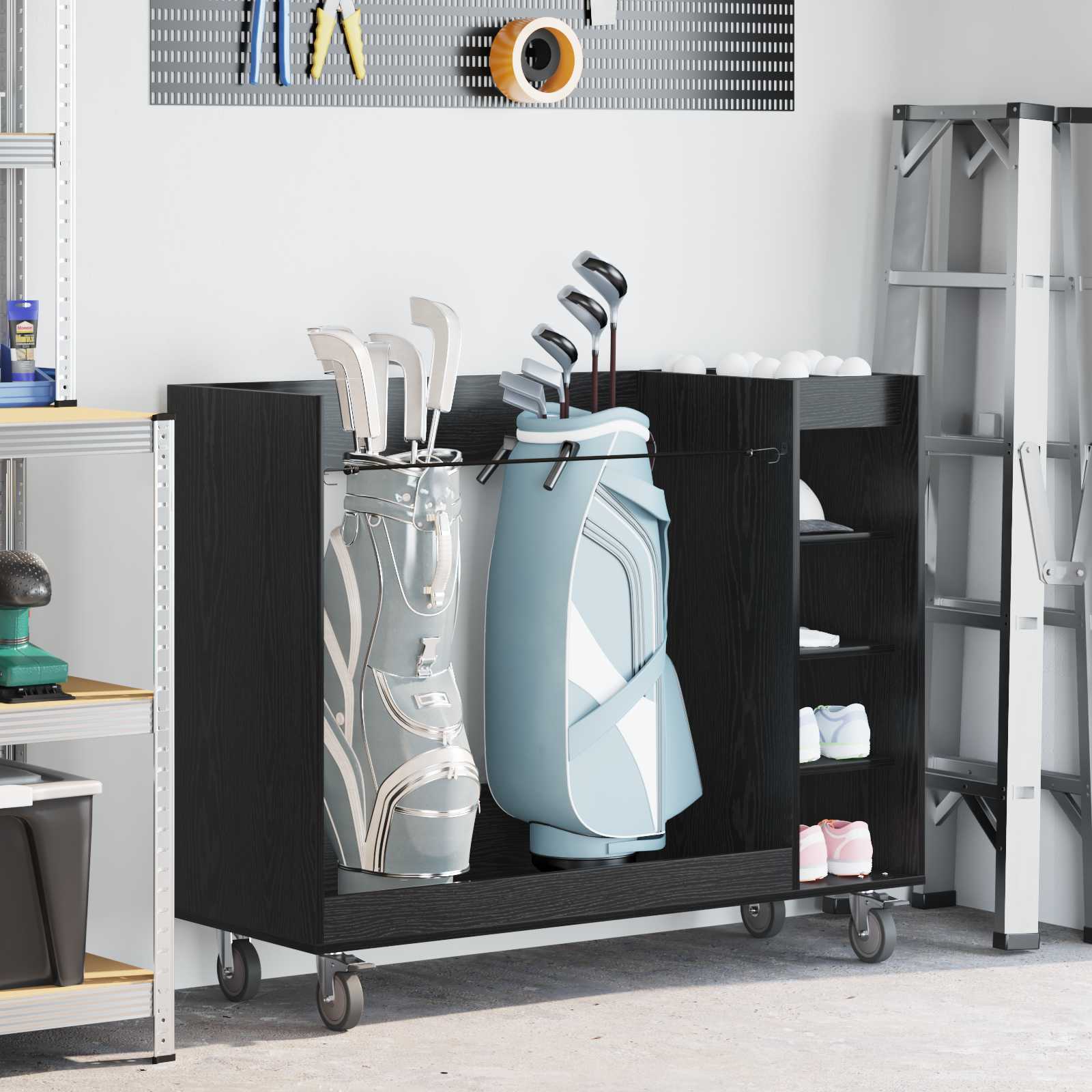Armadio per Golf con ruota Rovere Nero 120 x 45 x 98 cm