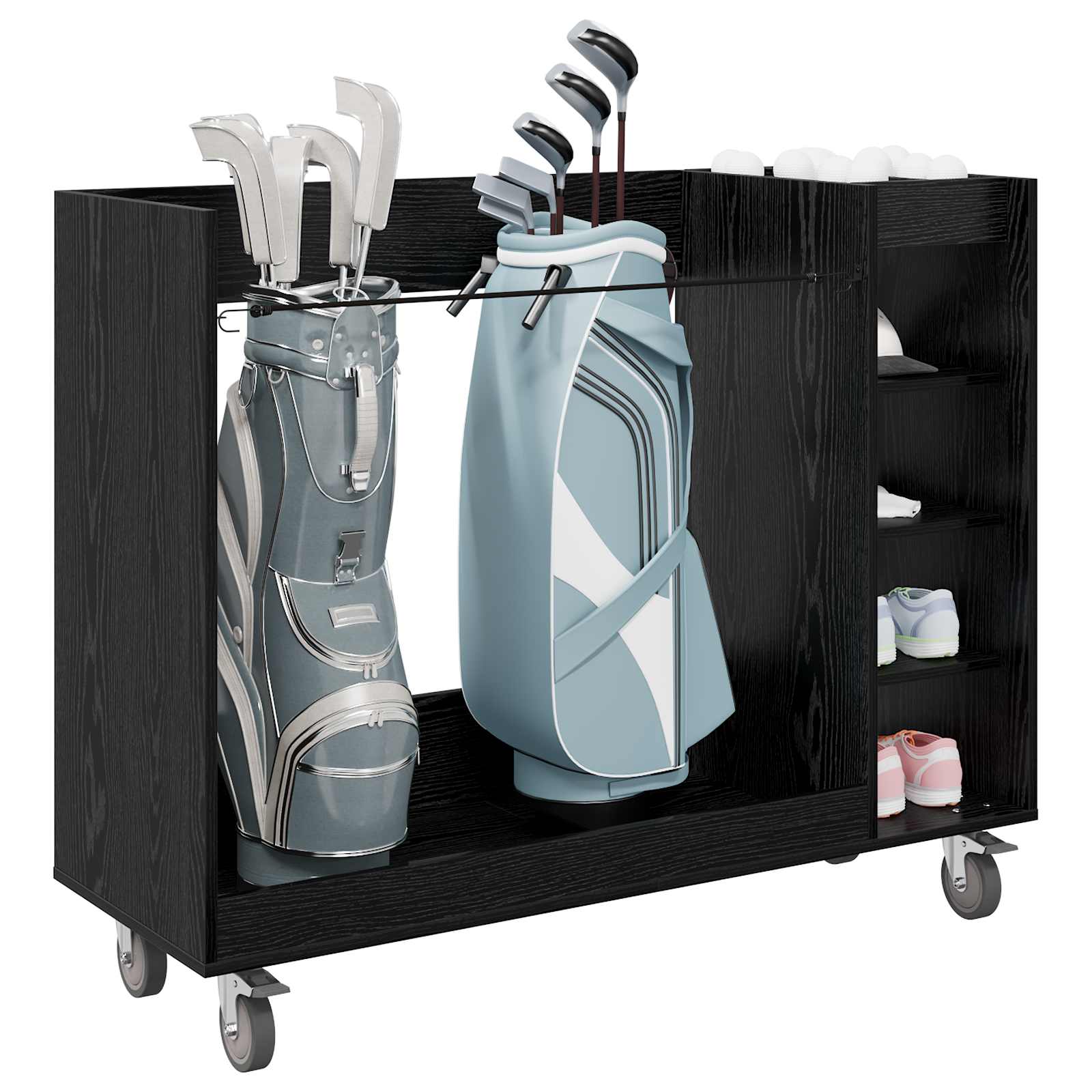 Armadio per Golf con ruota Rovere Nero 120 x 45 x 98 cm