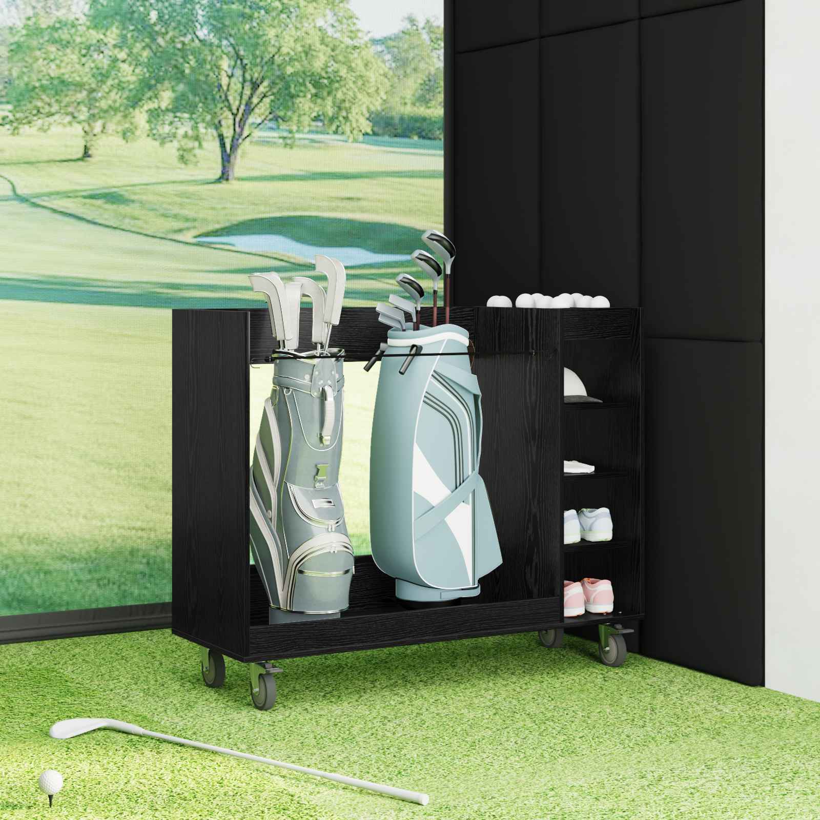 Armadio per Golf con ruota Rovere Nero 120 x 45 x 98 cm