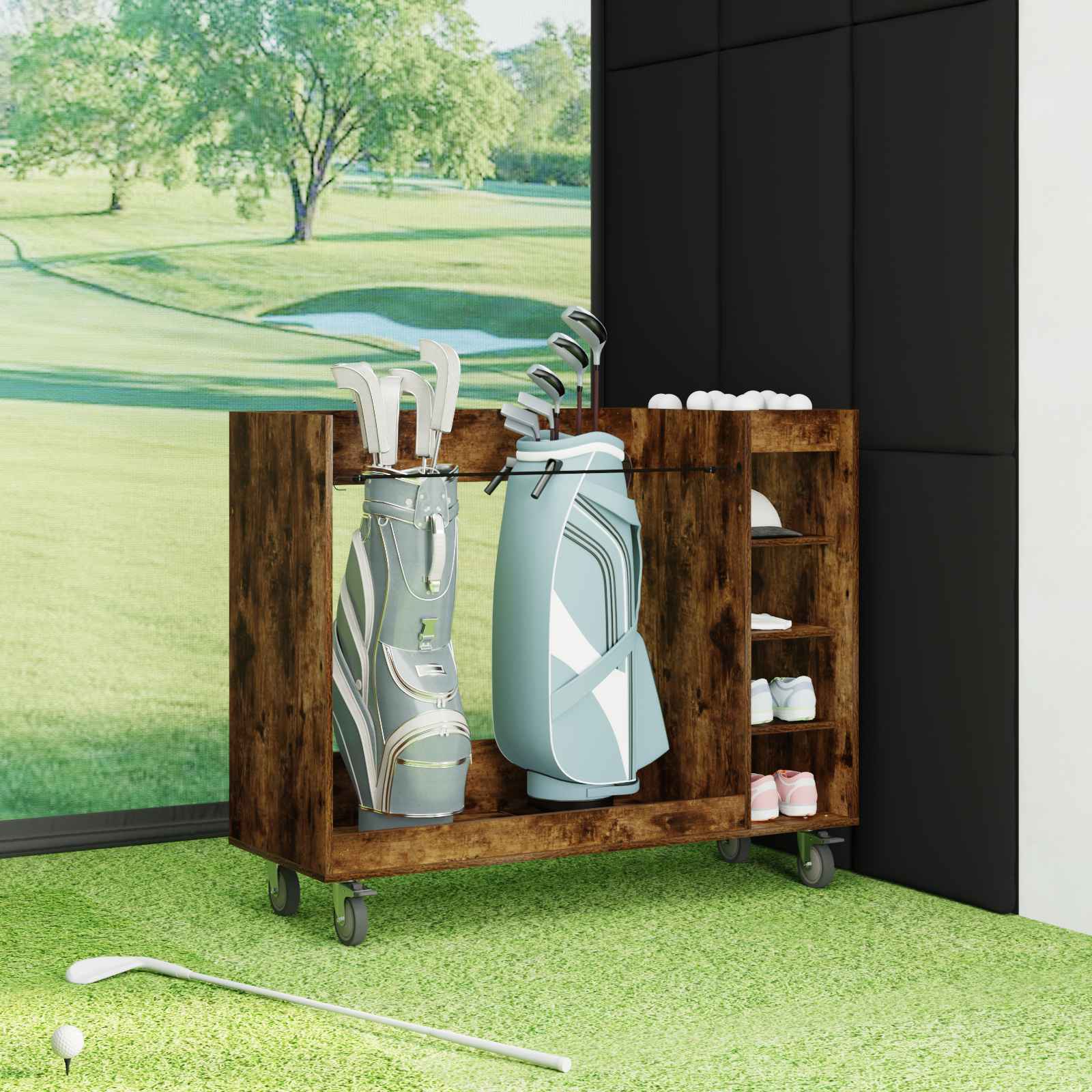 Armadio per Golf con ruota Rovere fumé 120 x 45 x 98 cm
