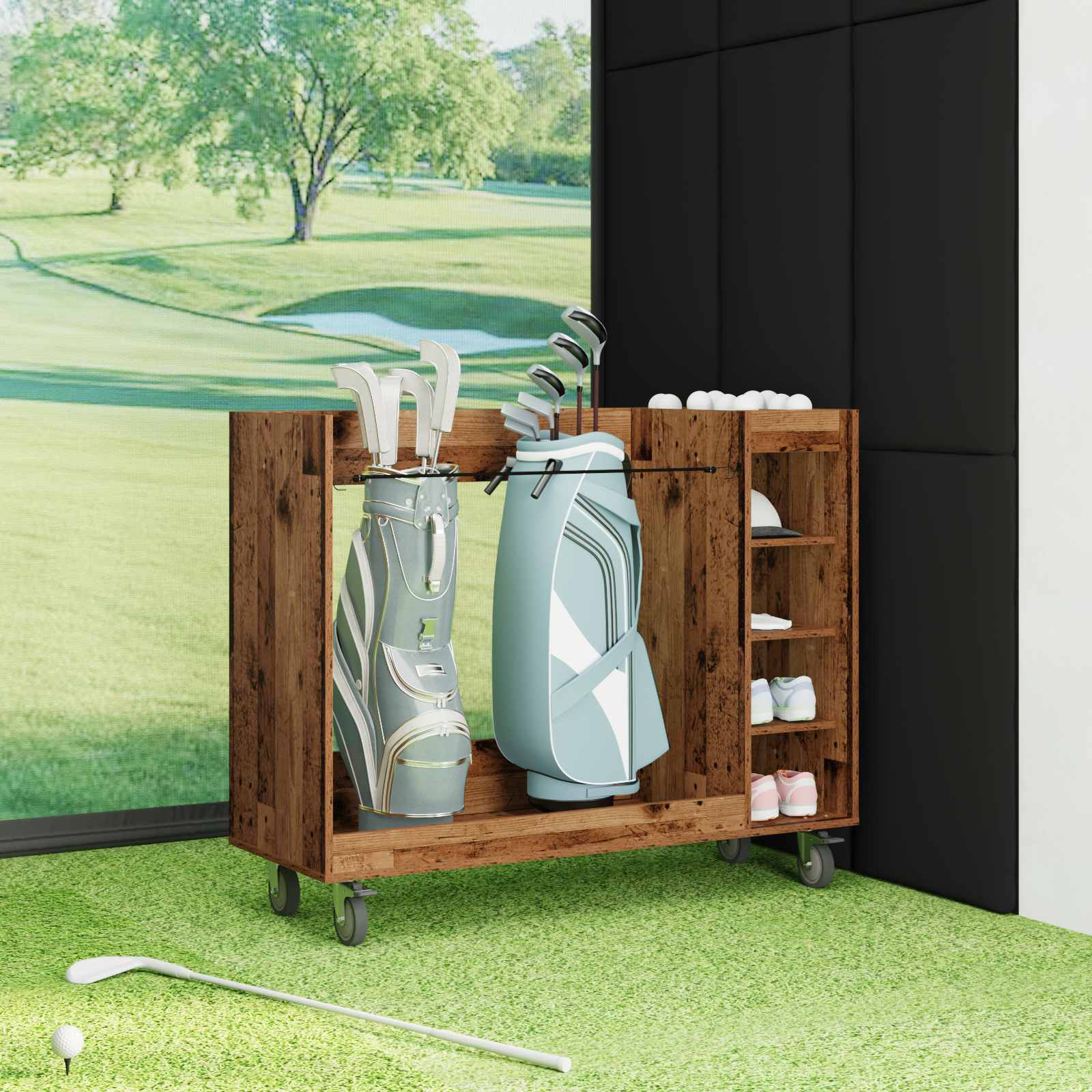 Armadio per Golf con ruota Legno vecchio 120 x 45 x 98 cm