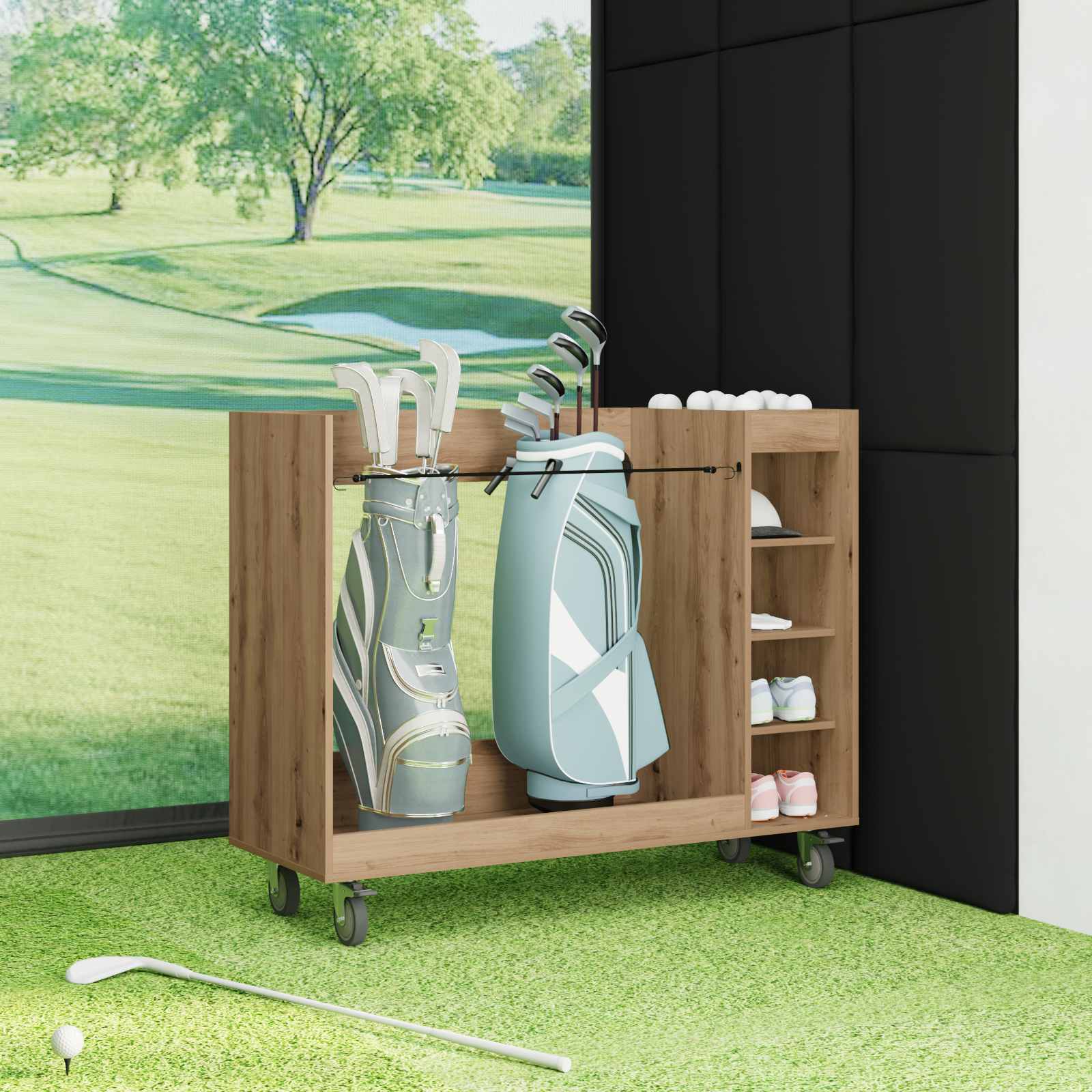Armadio per Golf con ruota Rovere artigianale 120 x 45 x 98 cm