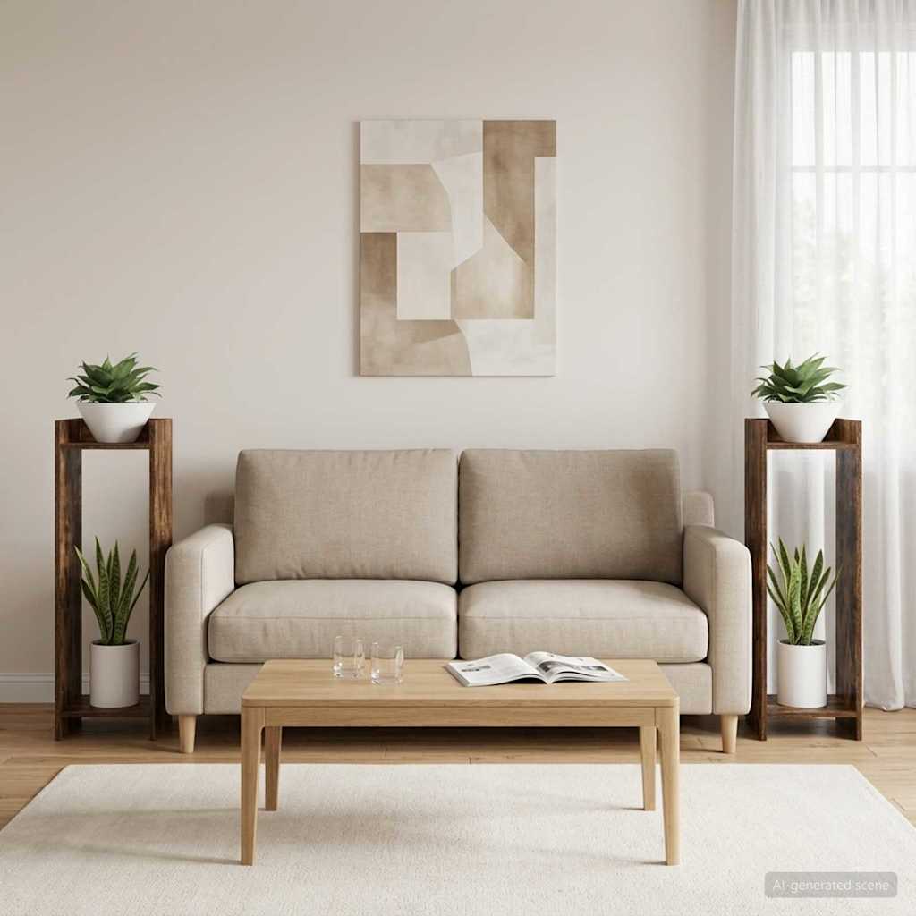 Supporto per piante 2 pz Rovere Fumo 30 x 30 x 100 cm