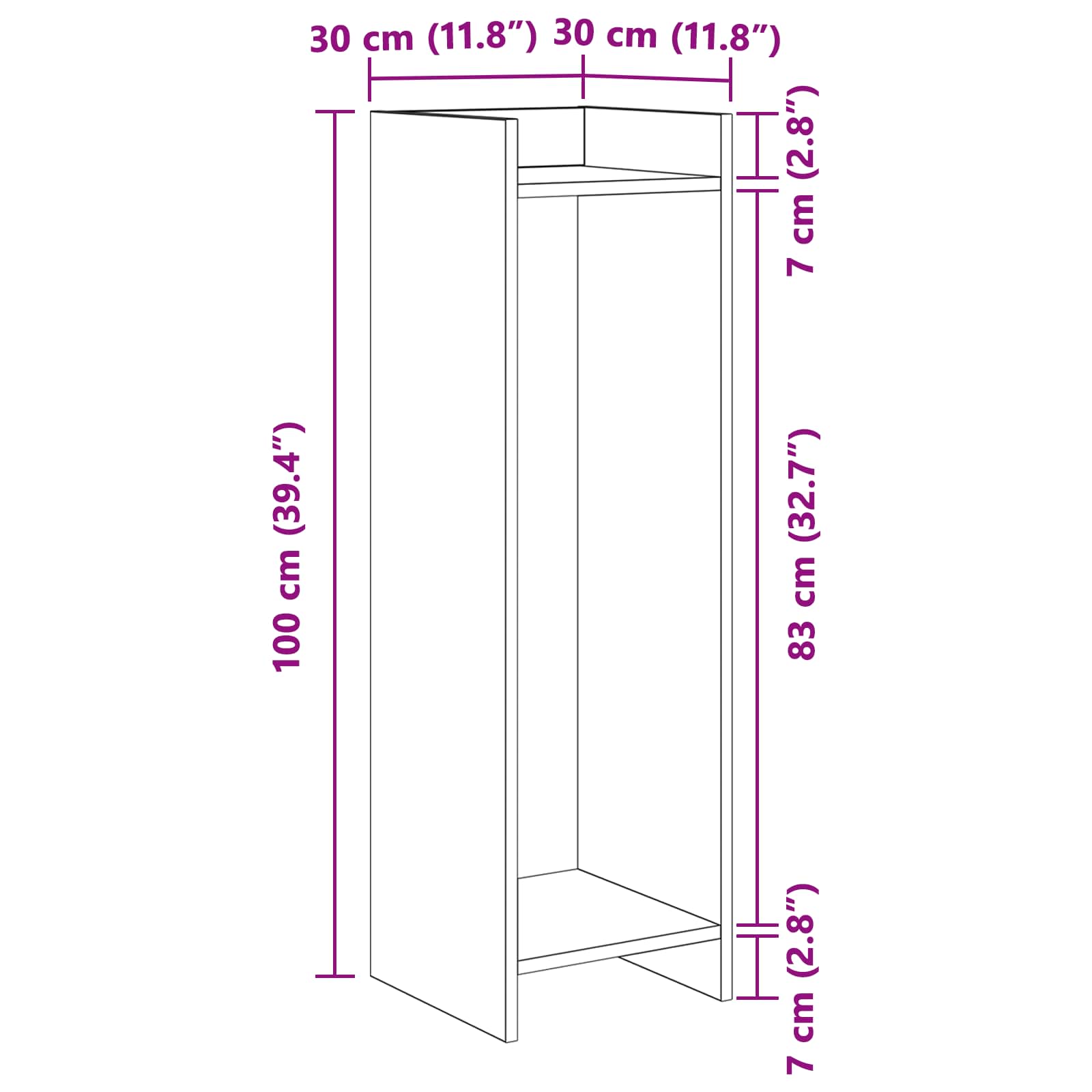 Supporto per piante Legno antico 30 x 30 x 100 cm