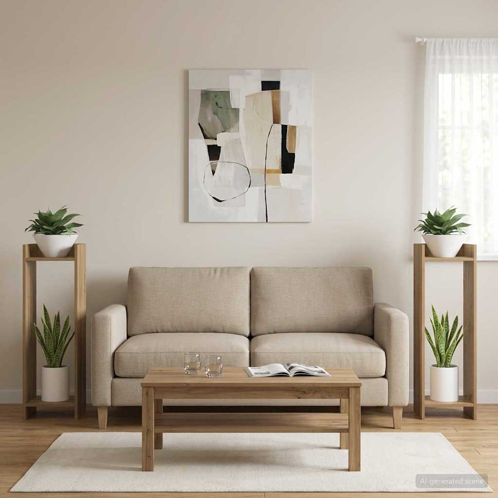 Supporto per piante 2 pz Rovere Artigianale 30 x 30 x 100 cm