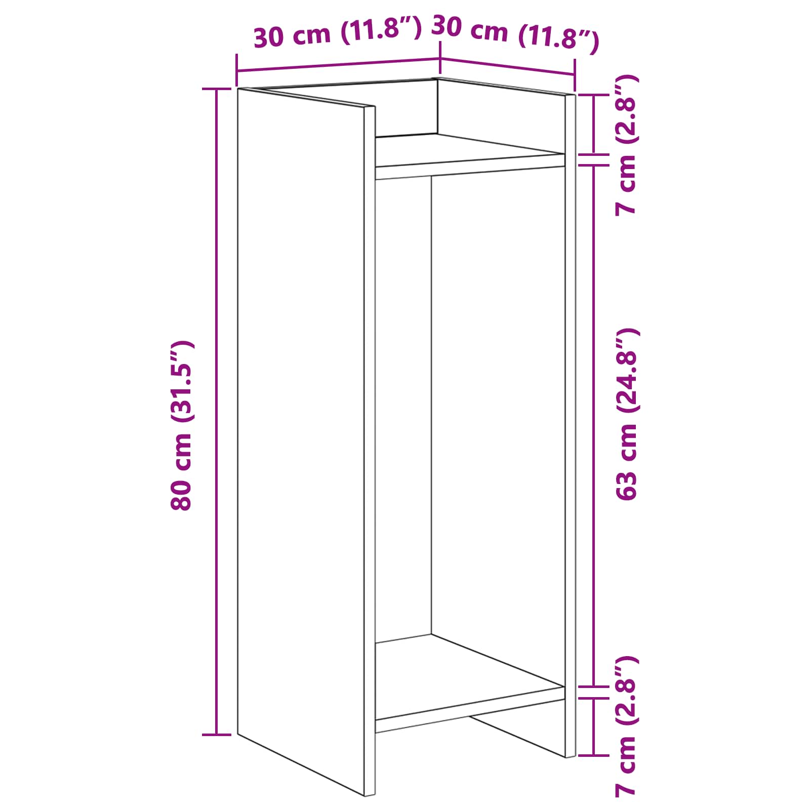 Supporto per piante Rovere Sonoma 30 x 30 x 80 cm