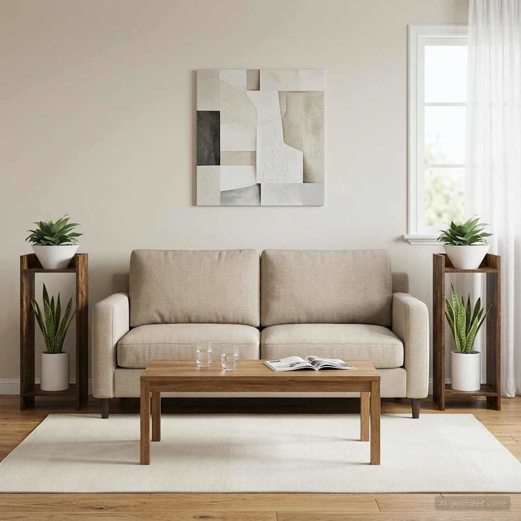 Supporto per piante 2 pz Rovere Fumo 30 x 30 x 80 cm