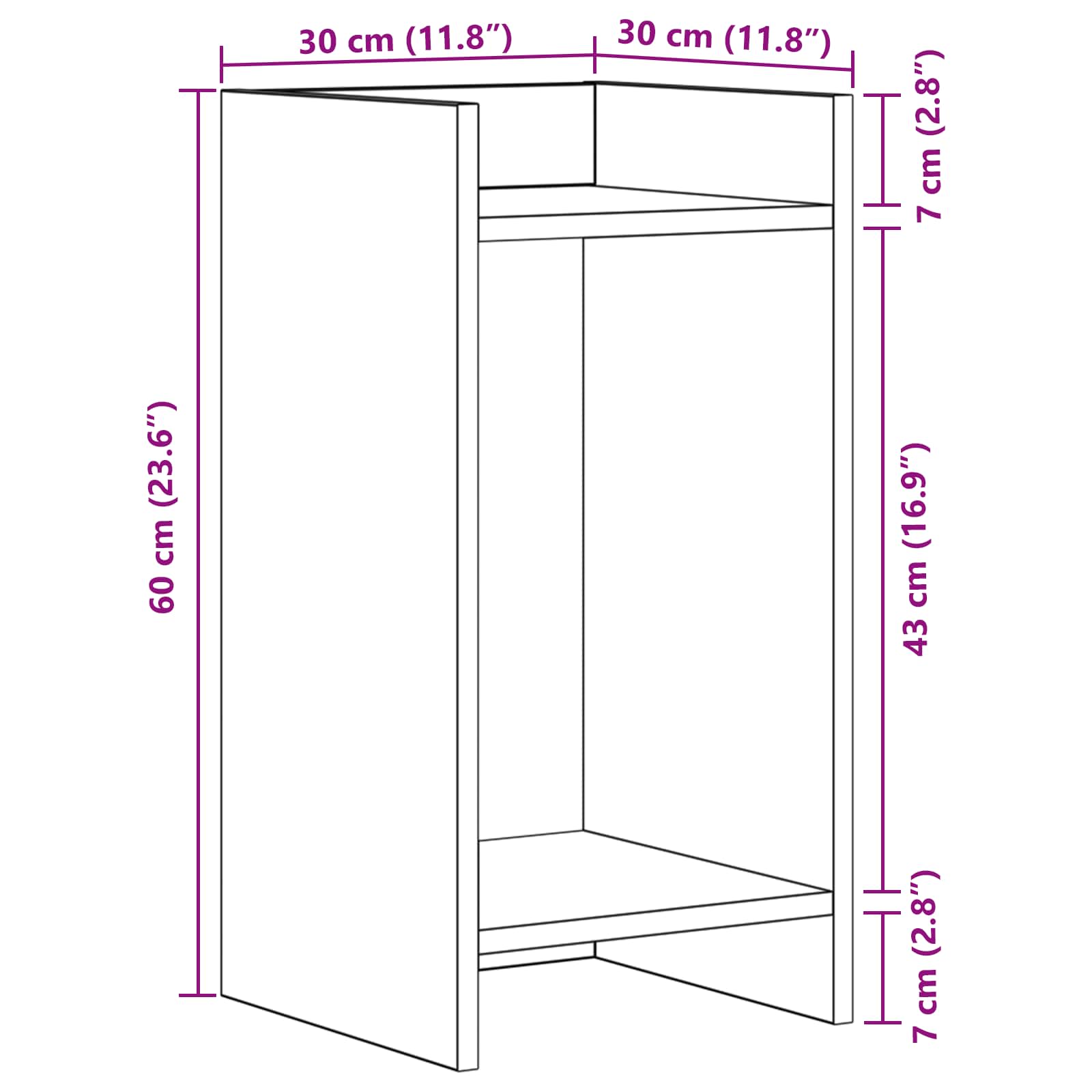 Supporto per piante Rovere Sonoma 30 x 30 x 60 cm