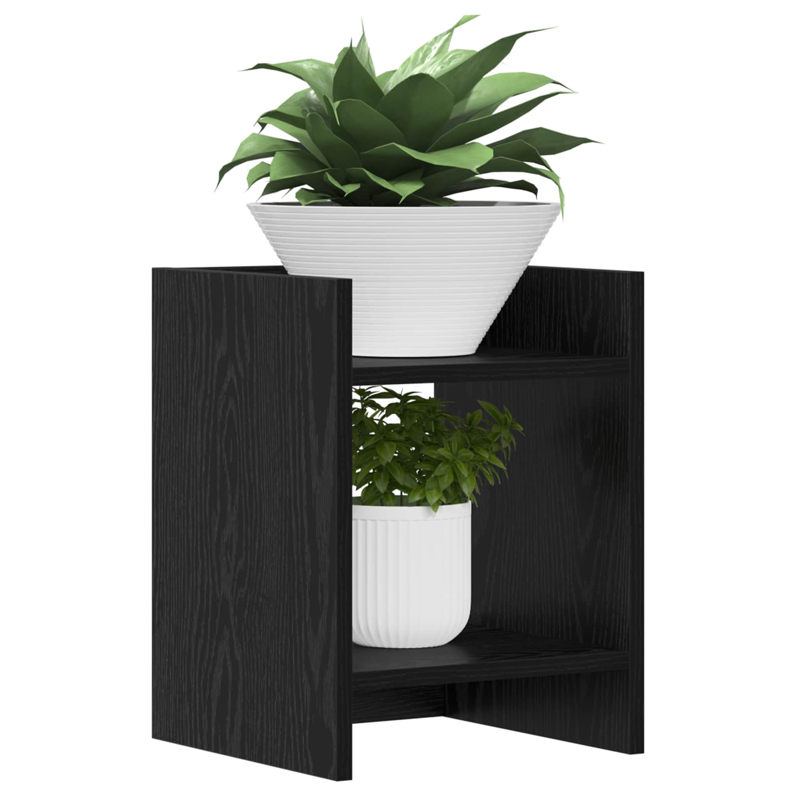 Supporto per piante 2 pz Rovere Nero 30 x 30 x 40 cm