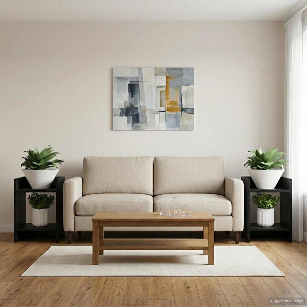 Supporto per piante 2 pz Rovere Nero 30 x 30 x 40 cm
