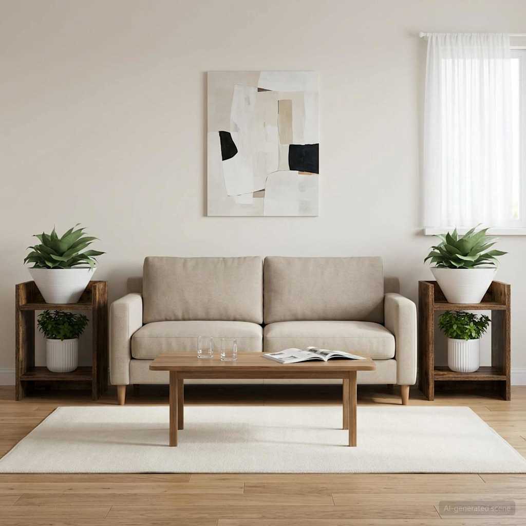 Supporto per piante 2 pz Rovere Fumo 30 x 30 x 40 cm