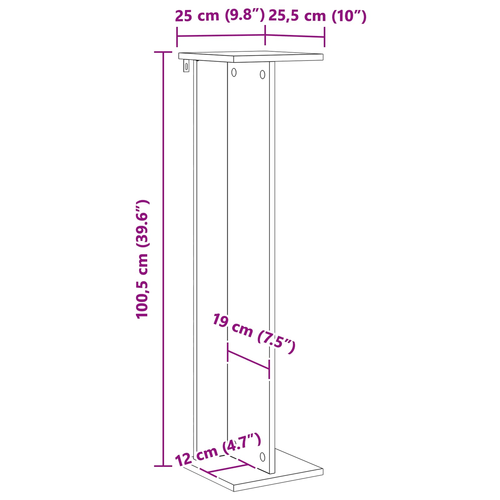 Supporto per piante Bianco 25 x 25,5 x 100,5 cm