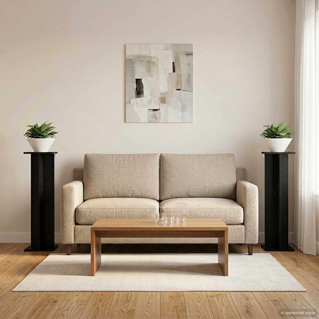 Supporto per piante 2 pz Rovere Nero 25 x 25,5 x 100,5 cm