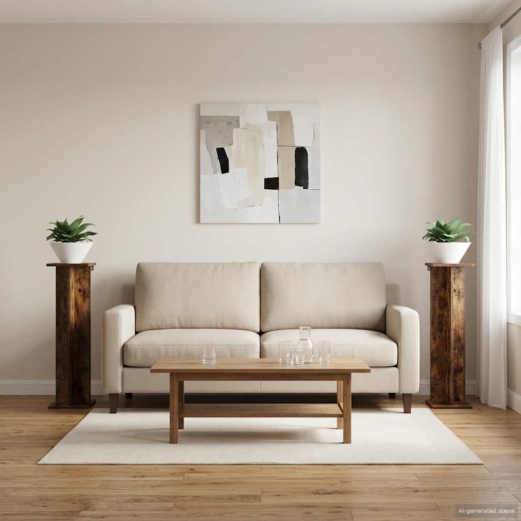 Supporto per piante 2 pz Rovere Fumo 25 x 25,5 x 100,5 cm