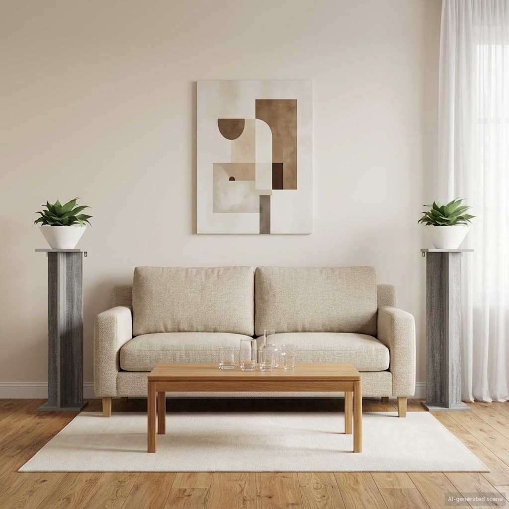 Supporto per piante 2 pz Sonoma grigio 25 x 25,5 x 100,5 cm