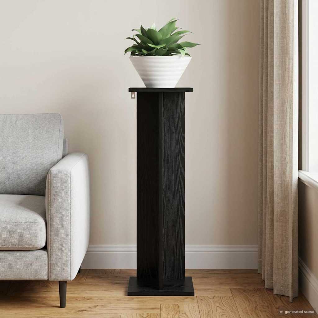 Supporto per piante Rovere Nero 25 x 25,5 x 80,5 cm