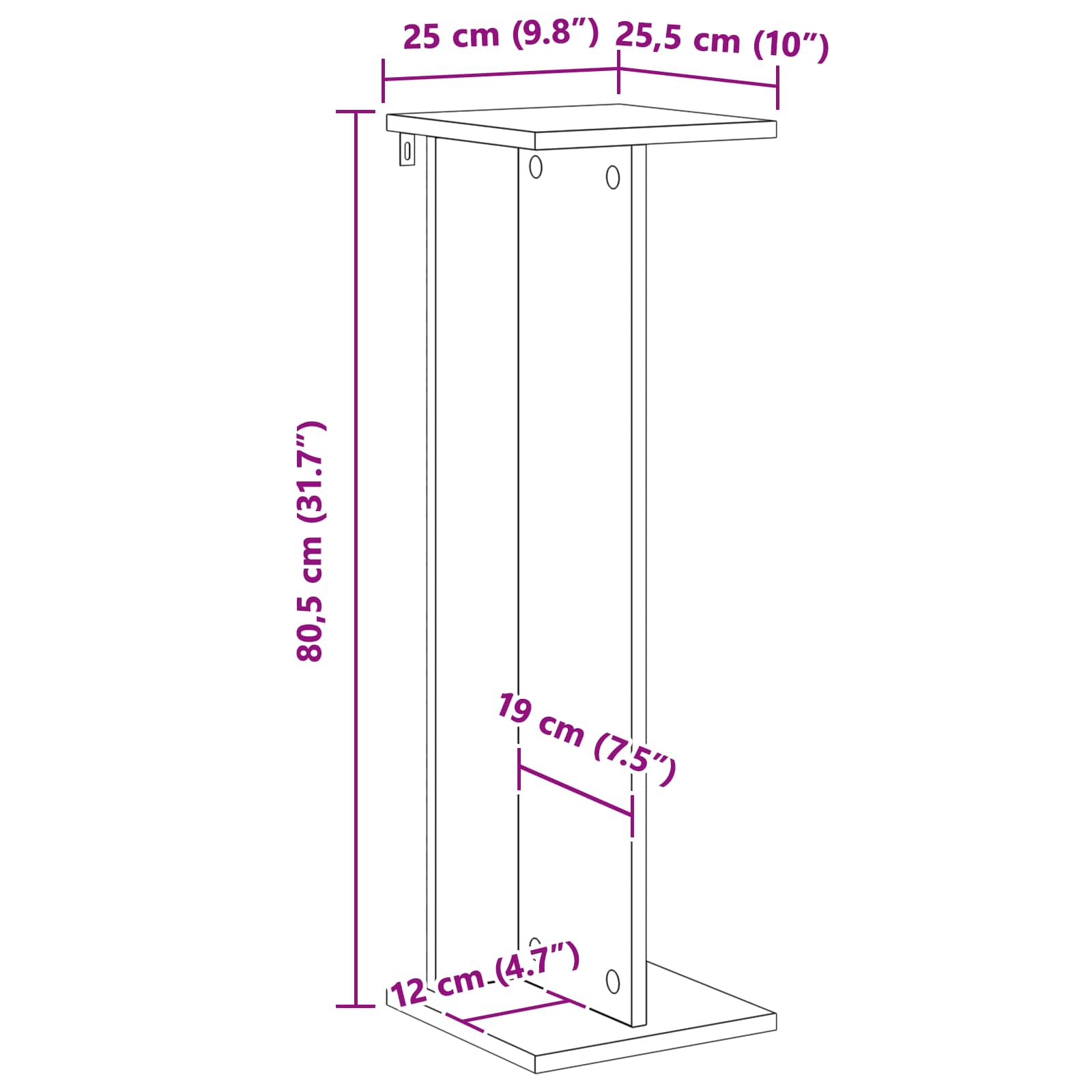 Supporto per piante Rovere Sonoma 25 x 25,5 x 80,5 cm