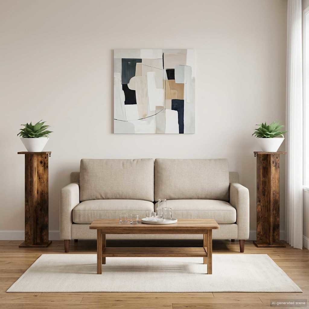 Supporto per piante 2 pz Rovere Fumo 25 x 25,5 x 80,5 cm