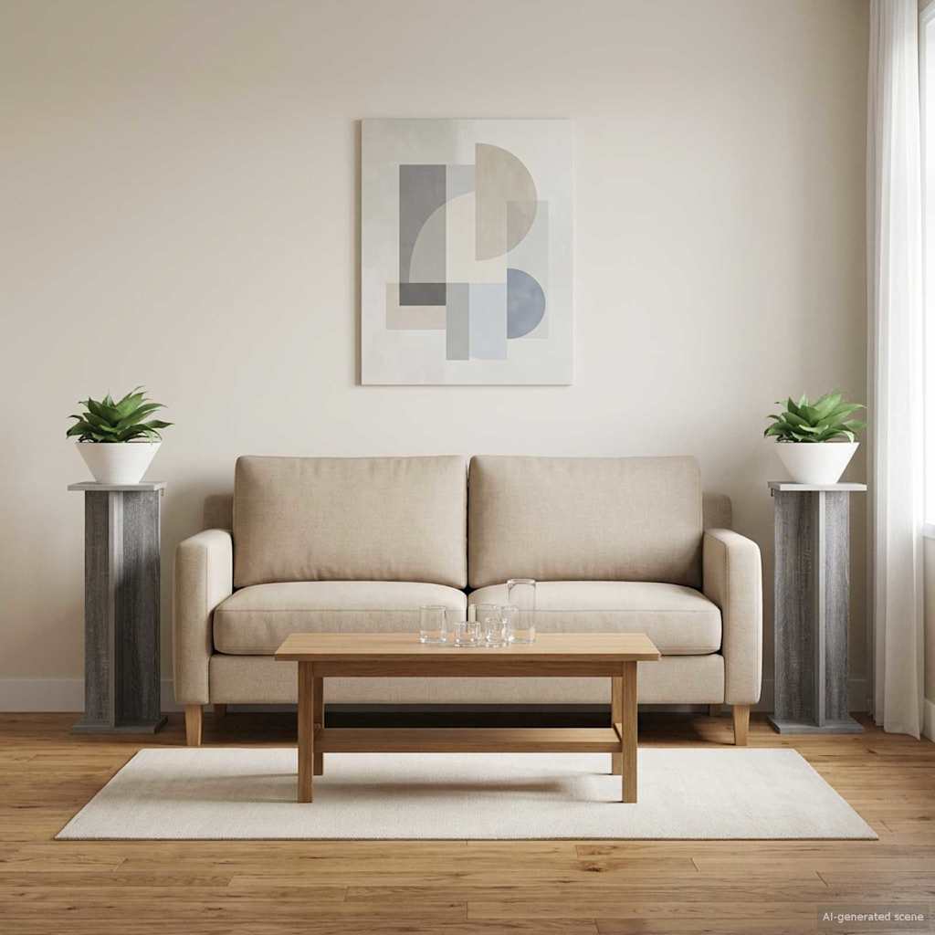 Supporto per piante 2 pz Sonoma grigio 25 x 25,5 x 80,5 cm