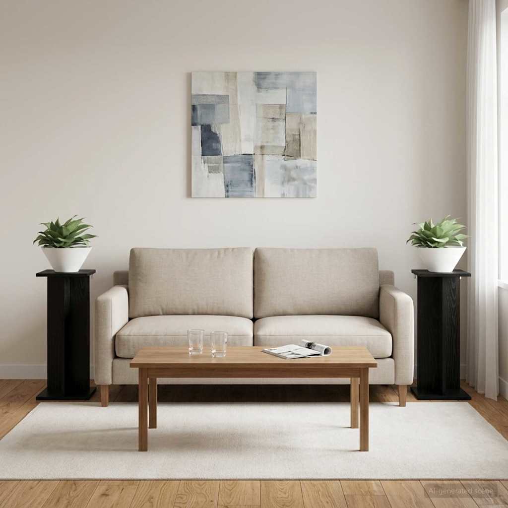 Supporto per piante 2 pz Rovere Nero 25 x 25,5 x 60,5 cm