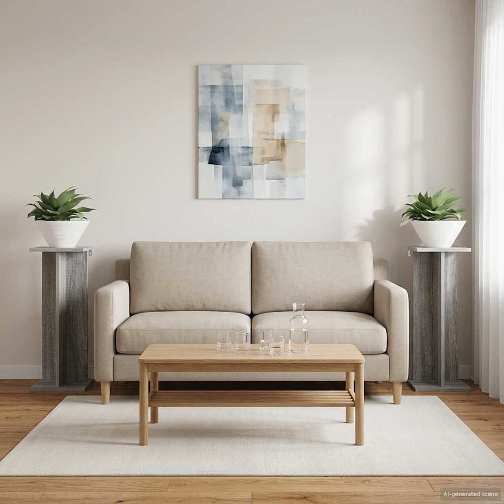 Supporto per piante 2 pz Sonoma grigio 25 x 25,5 x 60,5 cm
