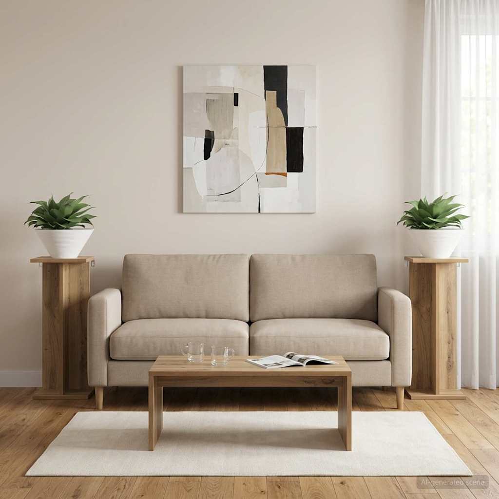 Supporto per piante 2 pz Rovere Artigianale 25 x 25,5 x 60,5 cm