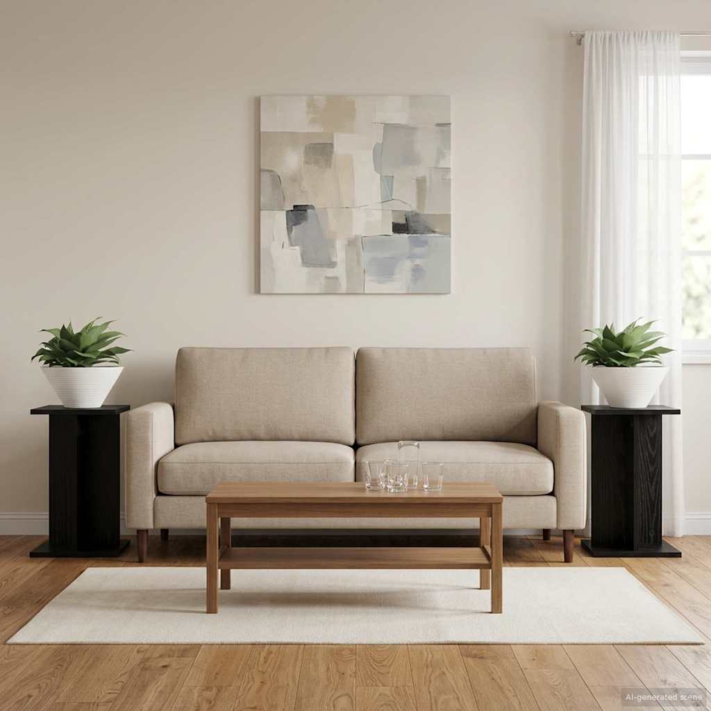 Supporto per piante 2 pz Rovere Nero 25 x 25,5 x 40,5 cm